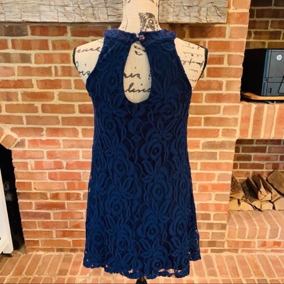 FRANCESCA'S BIRD CAGE Navy Lace Tunic/Mini Dress, S - Picture 8 of 10